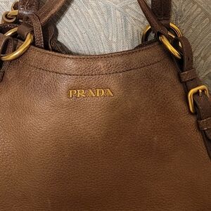 PRADA Brown Cervo Antik Deerskin Leather Satchel Tote
